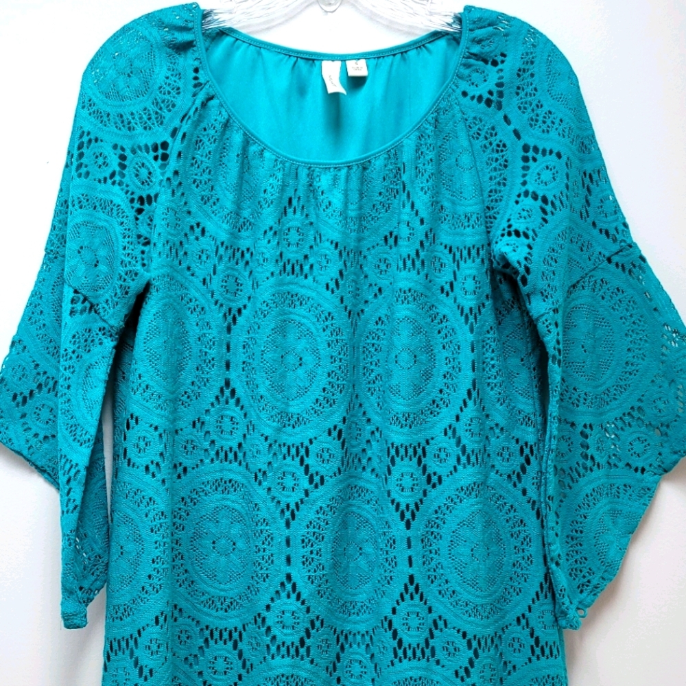 TACERA | TEAL LACE DRESS, SZ SMALL